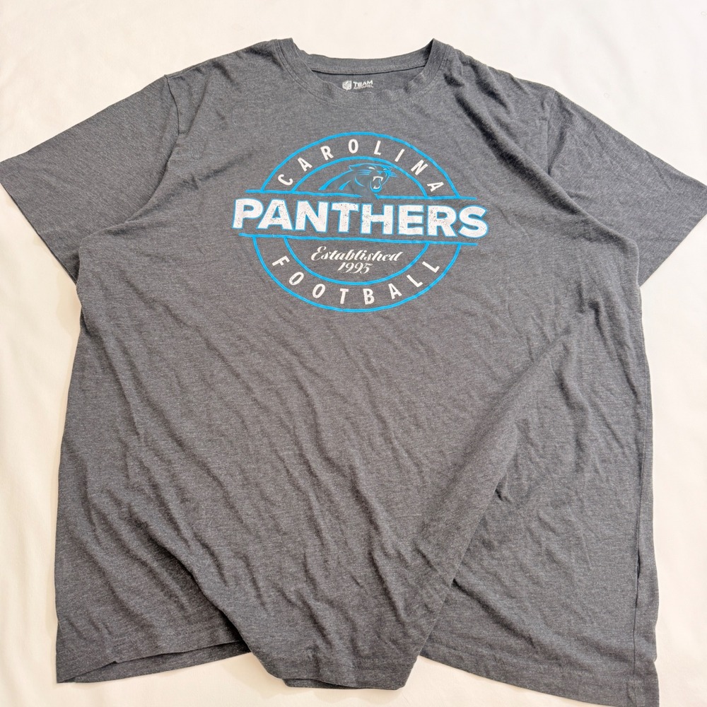 NFL Team Apparel T-Shirt Mens 2XL Charcoal Grey Carolina Panthers Football